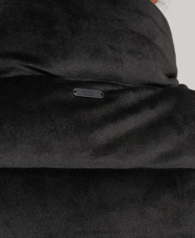 mujer Superdry negro chaqueta acolchada de terciopelo studios 2R68Z3570