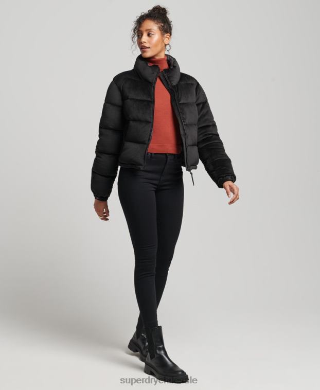 mujer Superdry negro chaqueta acolchada de terciopelo studios 2R68Z3570