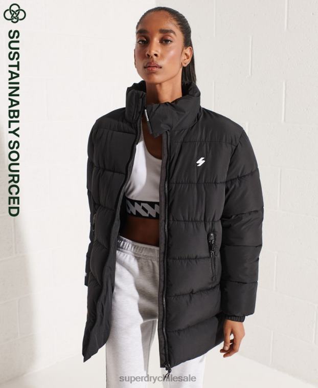 mujer Superdry negro chaqueta acolchada deportiva con palangre 2R68Z5527