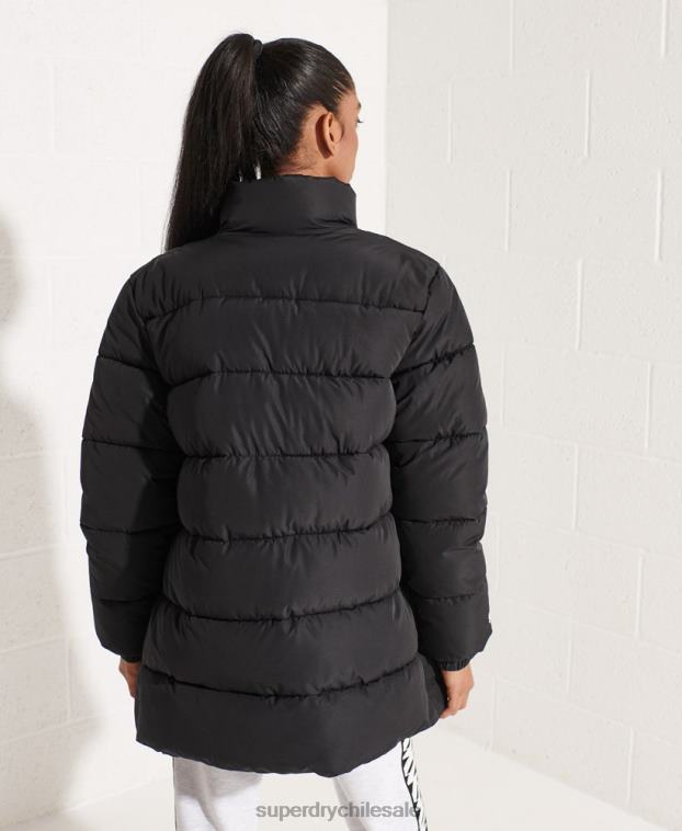 mujer Superdry negro chaqueta acolchada deportiva con palangre 2R68Z5527