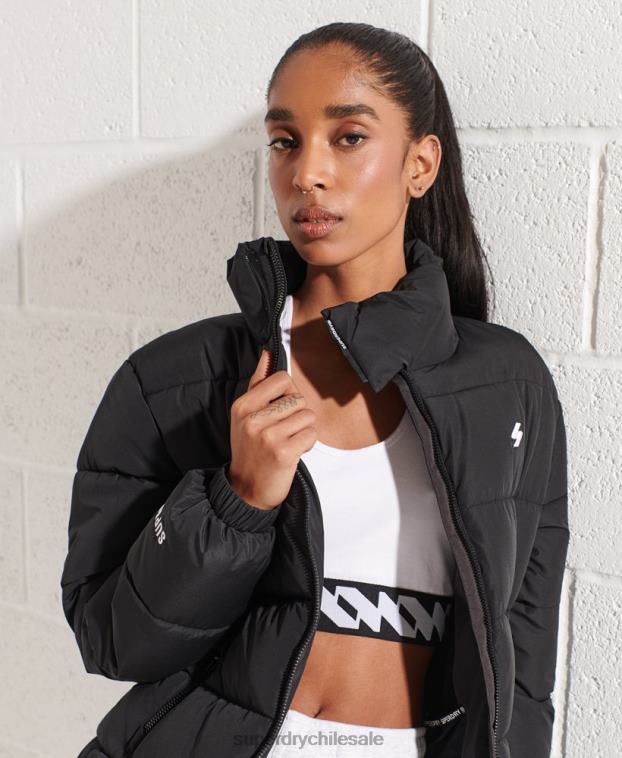 mujer Superdry negro chaqueta acolchada deportiva con palangre 2R68Z5527