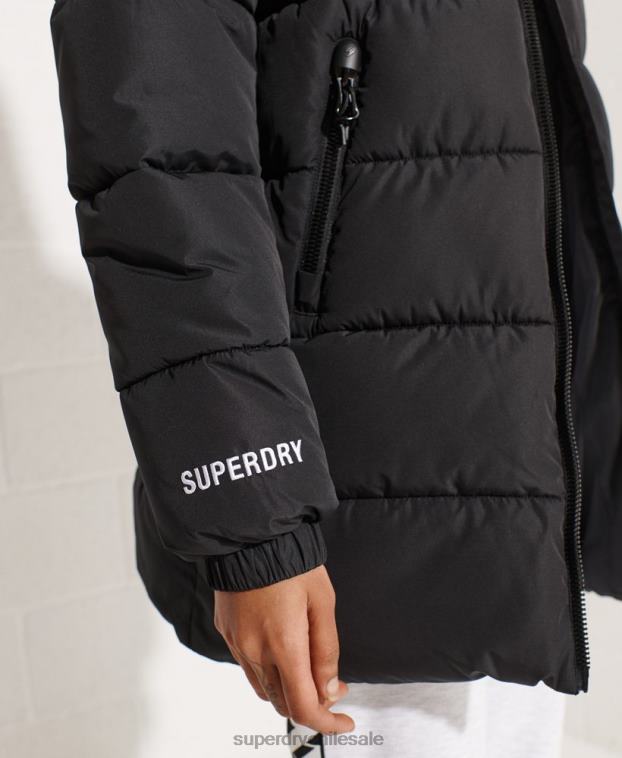 mujer Superdry negro chaqueta acolchada deportiva con palangre 2R68Z5527