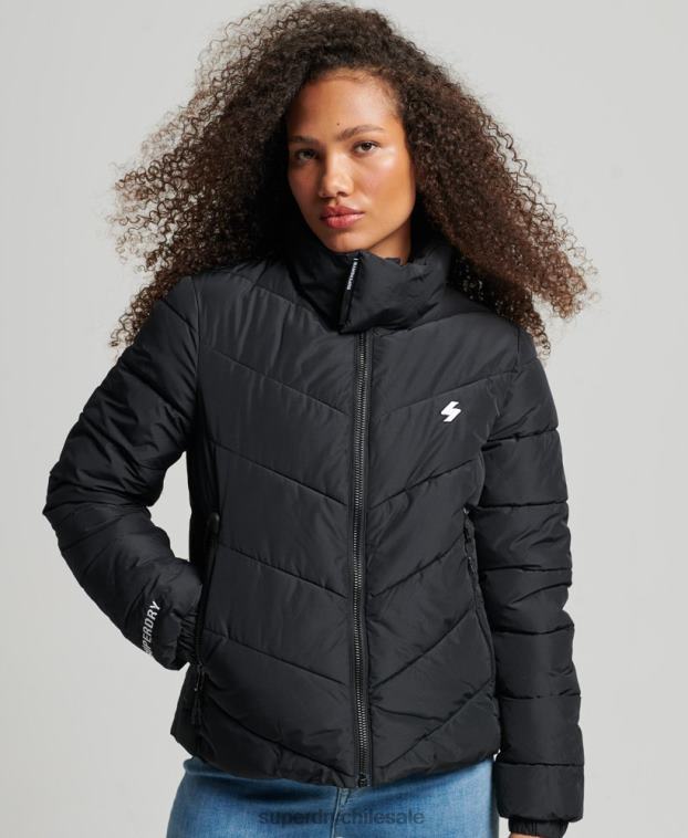 mujer Superdry negro chaqueta acolchada deportiva sin capucha 2R68Z3800