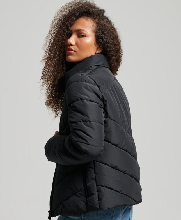 mujer Superdry negro chaqueta acolchada deportiva sin capucha 2R68Z3800