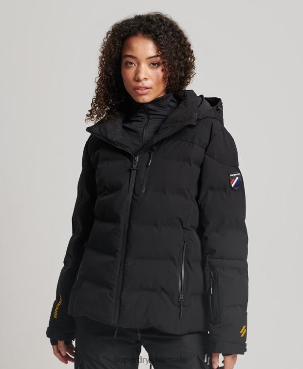 mujer Superdry negro chaqueta acolchada motion pro 2R68Z3637