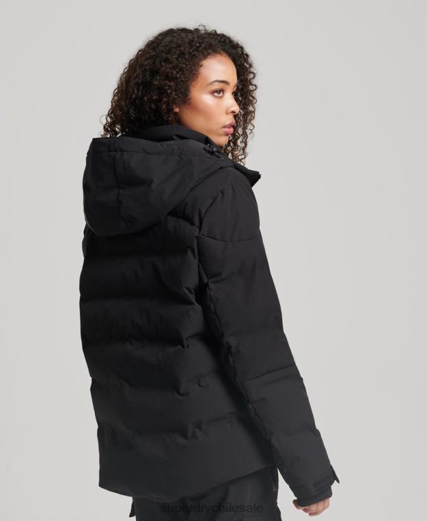 mujer Superdry negro chaqueta acolchada motion pro 2R68Z3637