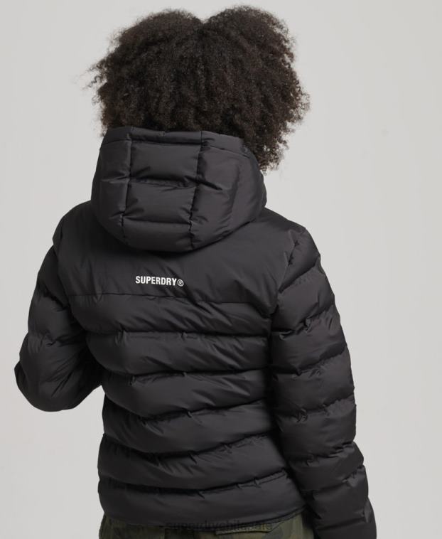 mujer Superdry negro chaqueta acolchada termosellada 2R68Z3726