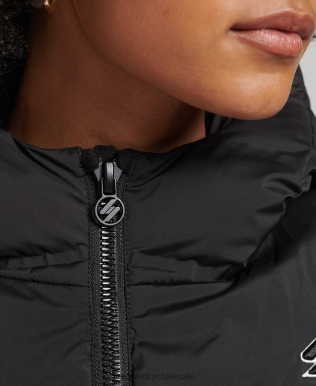 mujer Superdry negro chaqueta acolchada termosellada 2R68Z3726