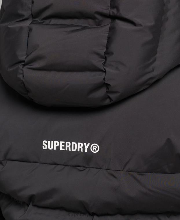 mujer Superdry negro chaqueta acolchada termosellada 2R68Z3726