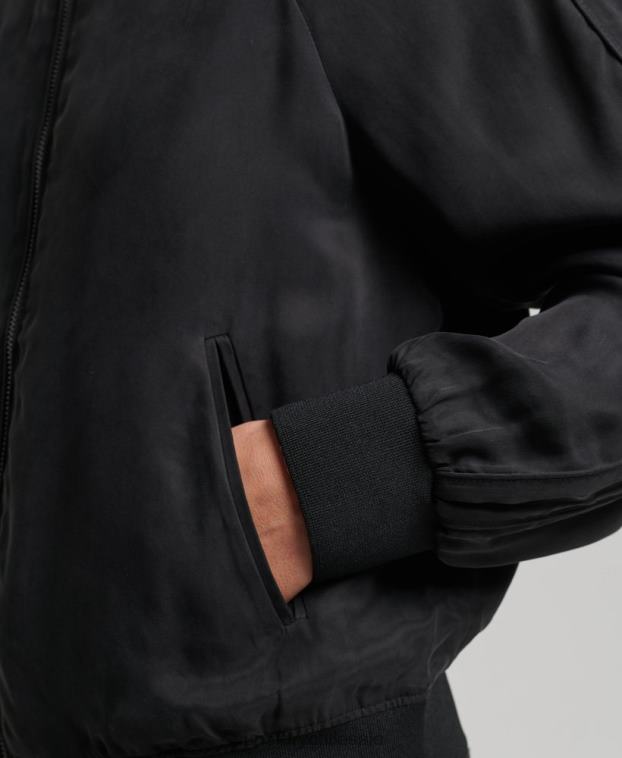 mujer Superdry negro chaqueta bomber de cupro 2R68Z5606