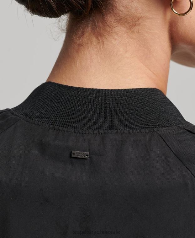 mujer Superdry negro chaqueta bomber de cupro 2R68Z5606