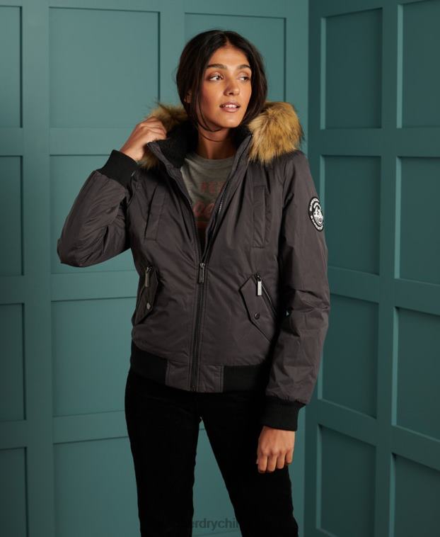 mujer Superdry negro chaqueta bomber de microfibra 2R68Z5712