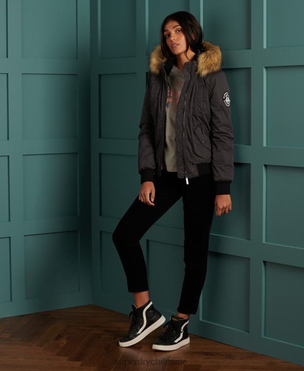 mujer Superdry negro chaqueta bomber de microfibra 2R68Z5712