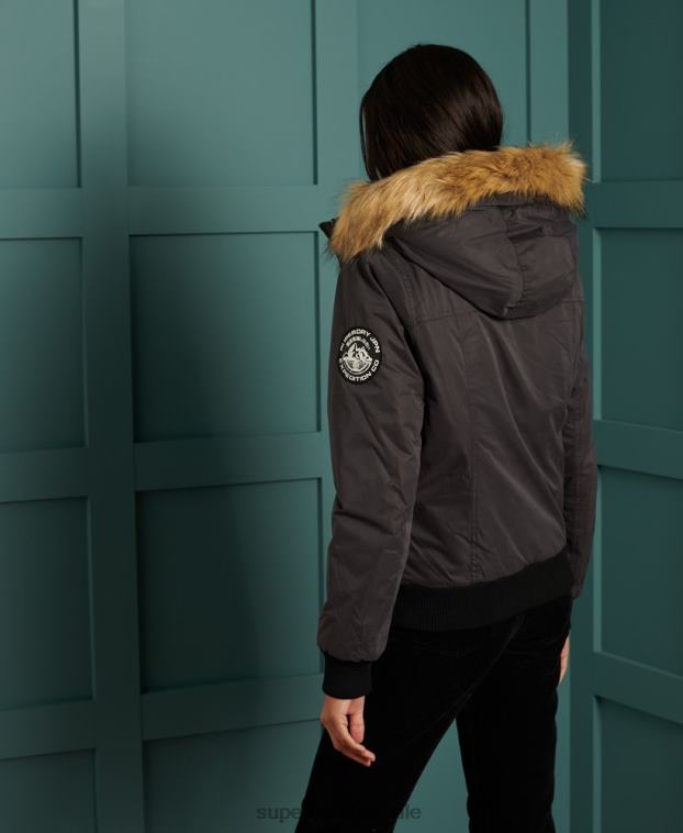 mujer Superdry negro chaqueta bomber de microfibra 2R68Z5712