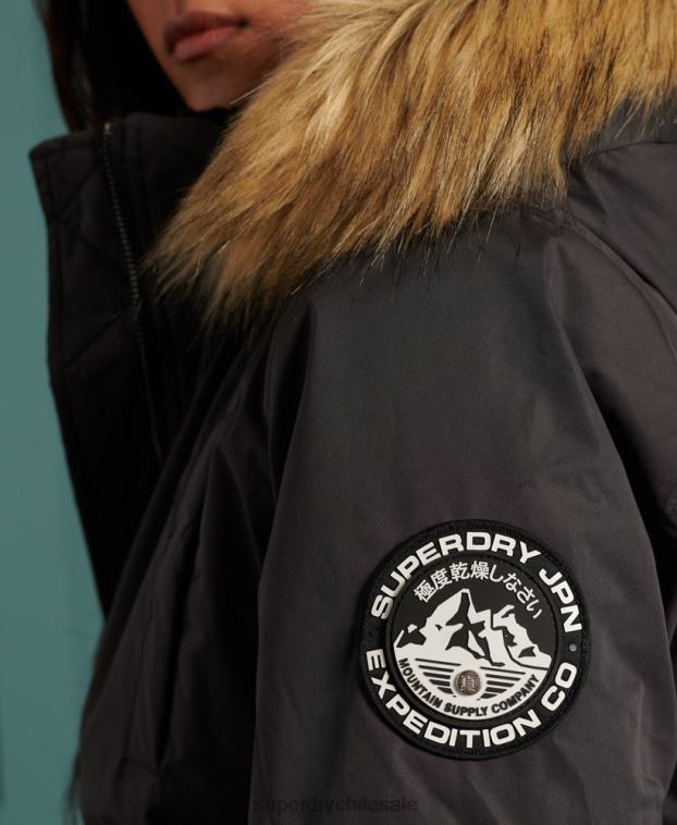 mujer Superdry negro chaqueta bomber de microfibra 2R68Z5712