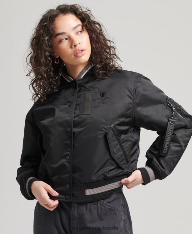 mujer Superdry negro chaqueta bomber oportunista ma-1 2R68Z5661