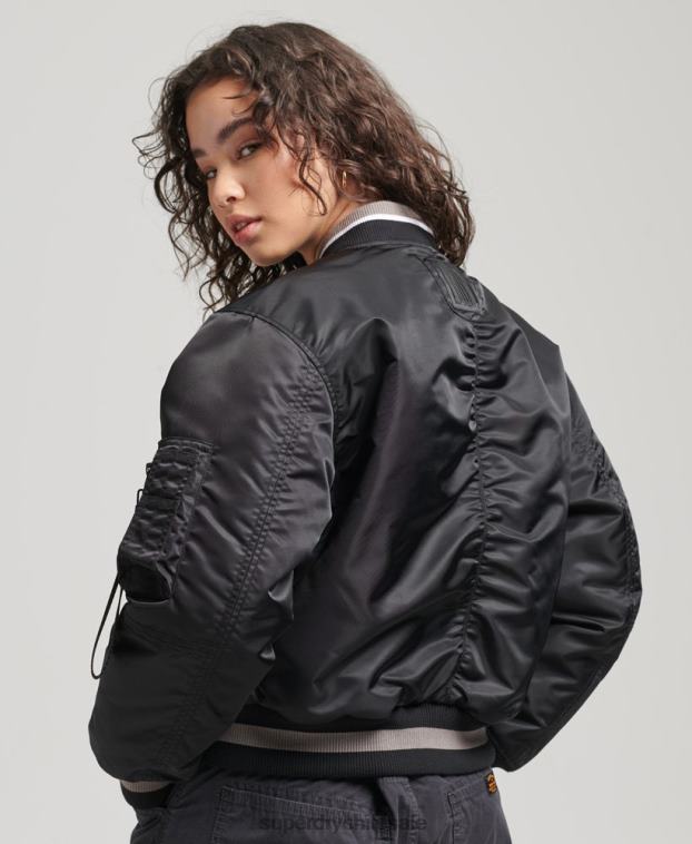 mujer Superdry negro chaqueta bomber oportunista ma-1 2R68Z5661