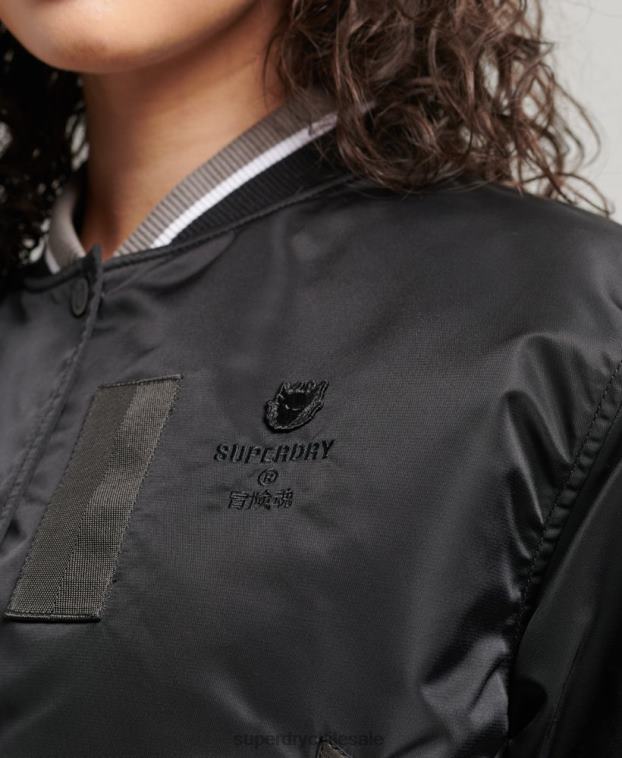 mujer Superdry negro chaqueta bomber oportunista ma-1 2R68Z5661