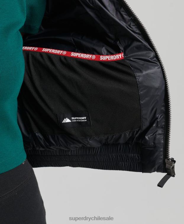 mujer Superdry negro chaqueta corta con capucha fuji 2R68Z3826
