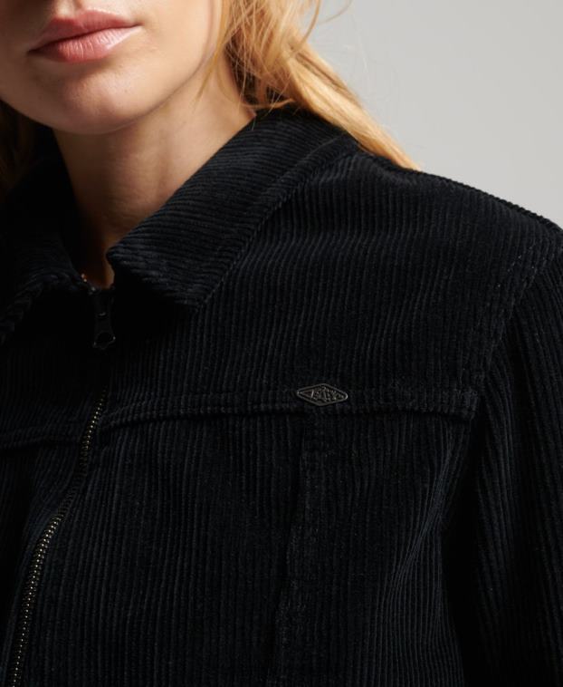 mujer Superdry negro chaqueta corta de pana 2R68Z3526