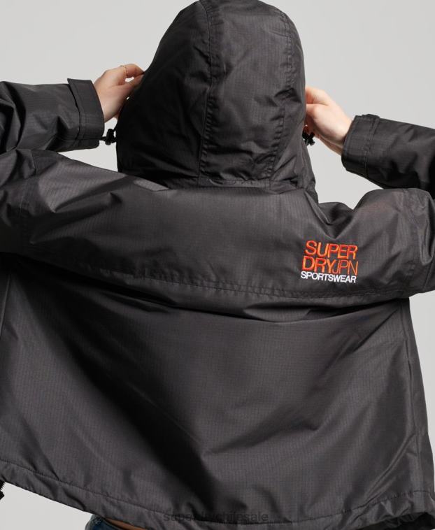 mujer Superdry negro chaqueta cortavientos sd 2R68Z3551