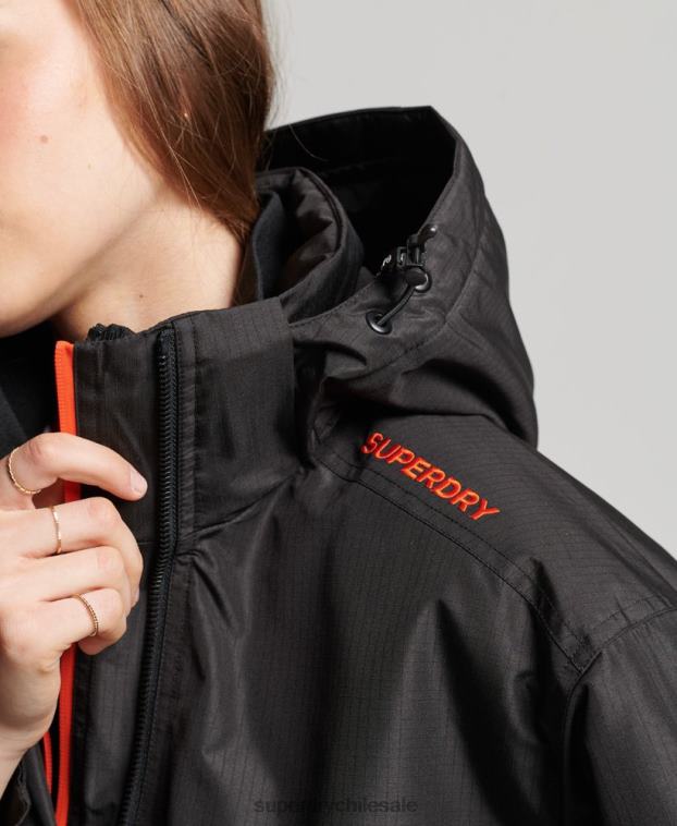 mujer Superdry negro chaqueta cortavientos sd 2R68Z3551