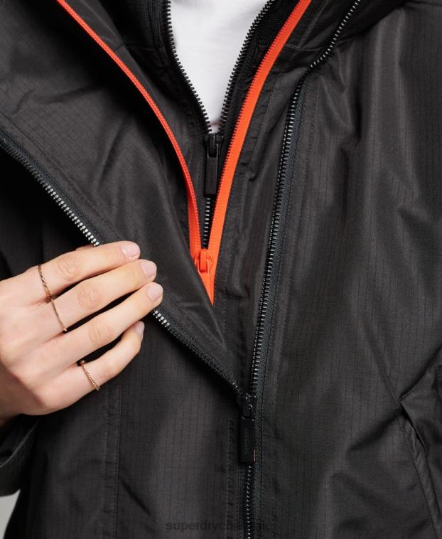 mujer Superdry negro chaqueta cortavientos sd 2R68Z3551