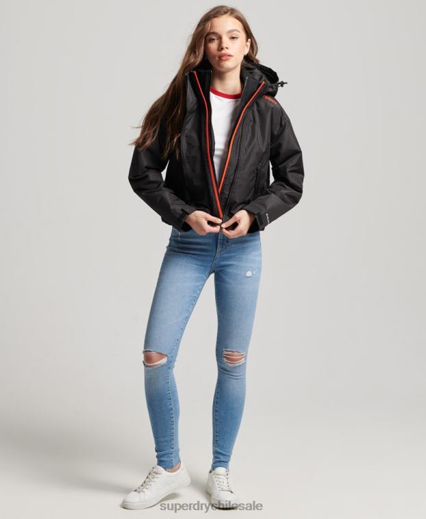 mujer Superdry negro chaqueta cortavientos sd 2R68Z3551