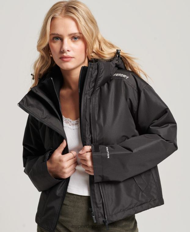 mujer Superdry negro chaqueta cortavientos sd 2R68Z3557