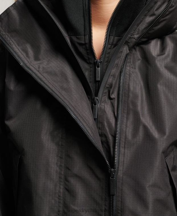 mujer Superdry negro chaqueta cortavientos sd 2R68Z3557