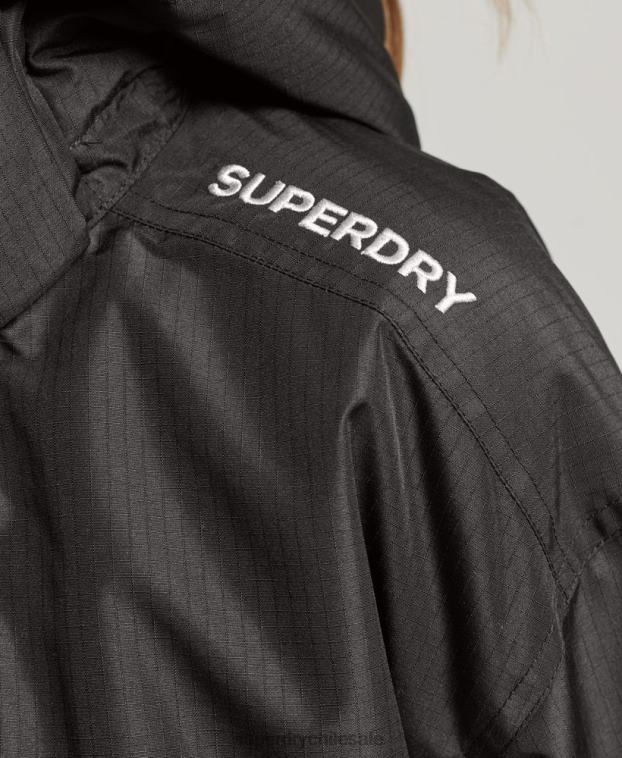mujer Superdry negro chaqueta cortavientos sd 2R68Z3557