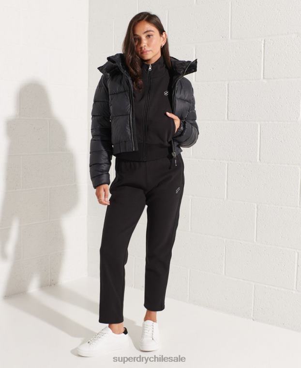 mujer Superdry negro chaqueta de chándal con franja de código 2R68Z5545
