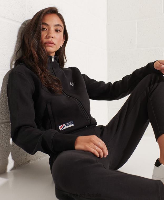 mujer Superdry negro chaqueta de chándal con franja de código 2R68Z5545