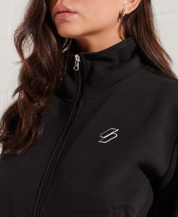 mujer Superdry negro chaqueta de chándal con franja de código 2R68Z5545