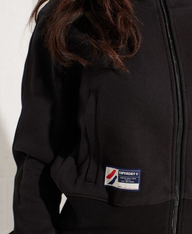mujer Superdry negro chaqueta de chándal con franja de código 2R68Z5545