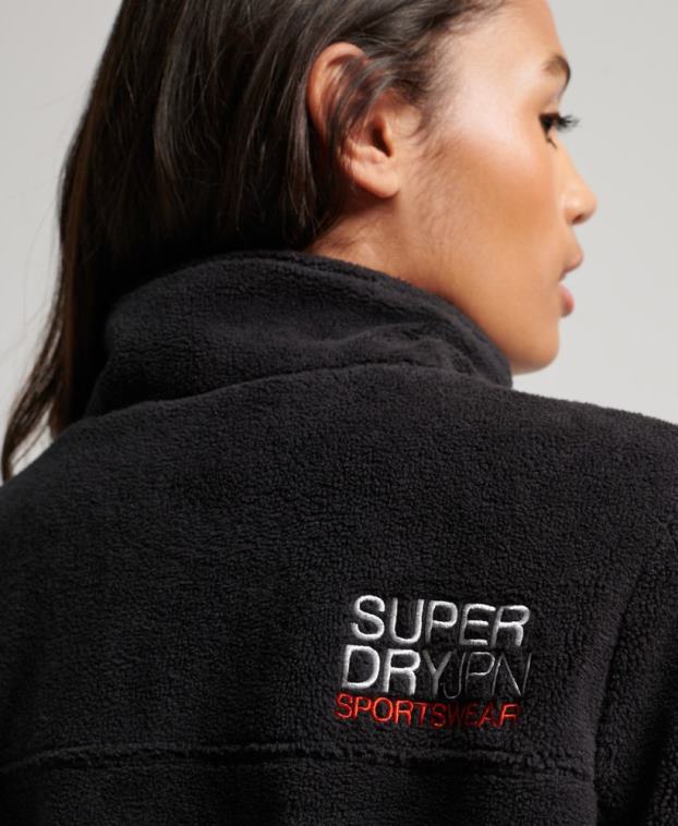 mujer Superdry negro chaqueta de montaña de forro polar 2R68Z3782