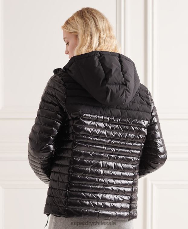 mujer Superdry negro chaqueta de plumas con núcleo en contraste de studios 2R68Z5710