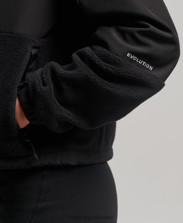 mujer Superdry negro chaqueta de trekking híbrida de código 2R68Z3615