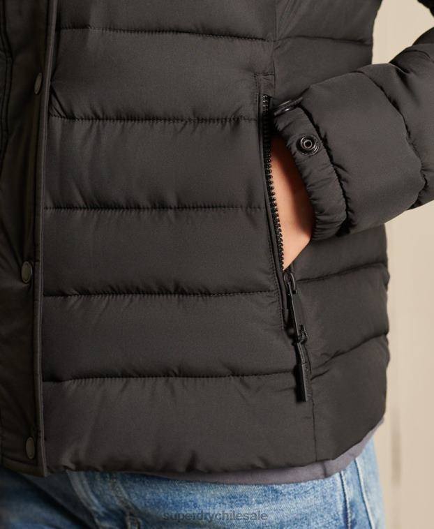 mujer Superdry negro chaqueta fuji clásica de piel sintética 2R68Z3741