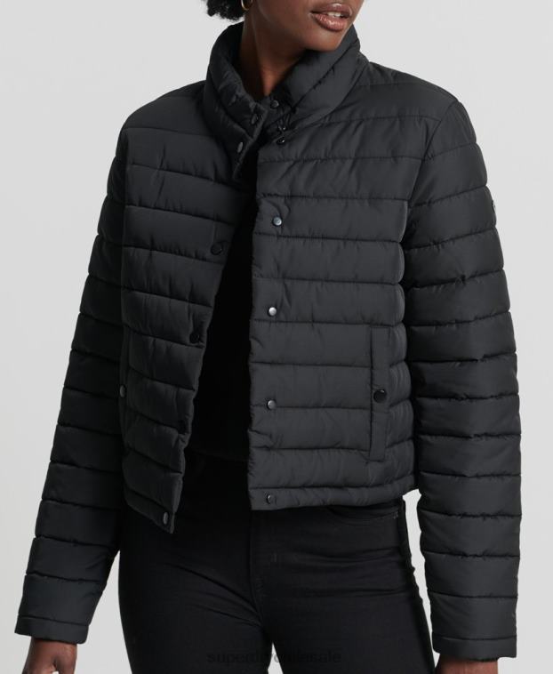 mujer Superdry negro chaqueta fuji cuadrada 2R68Z5574