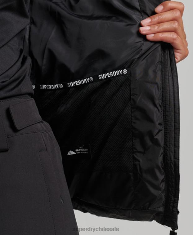 mujer Superdry negro chaqueta fuji luxe con capucha de montaña 2R68Z5504