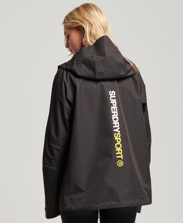 mujer Superdry negro chaqueta impermeable 2R68Z3625