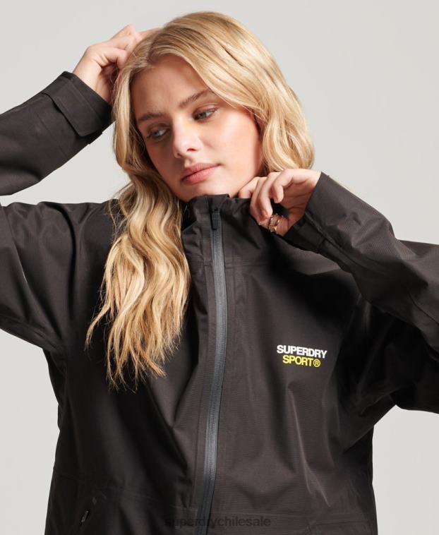 mujer Superdry negro chaqueta impermeable 2R68Z3625