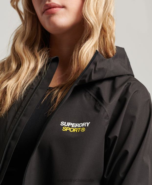 mujer Superdry negro chaqueta impermeable 2R68Z3625