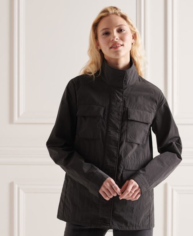mujer Superdry negro chaqueta ripstop con 6 bolsillos 2R68Z5641