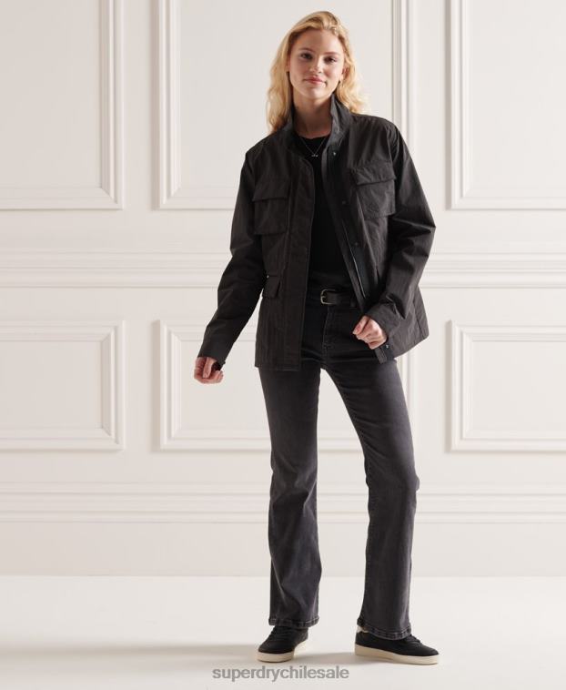 mujer Superdry negro chaqueta ripstop con 6 bolsillos 2R68Z5641
