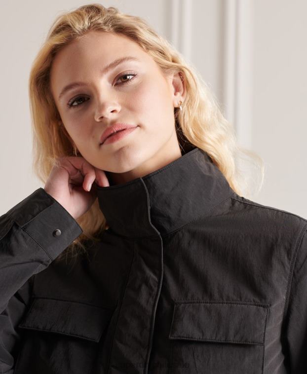 mujer Superdry negro chaqueta ripstop con 6 bolsillos 2R68Z5641