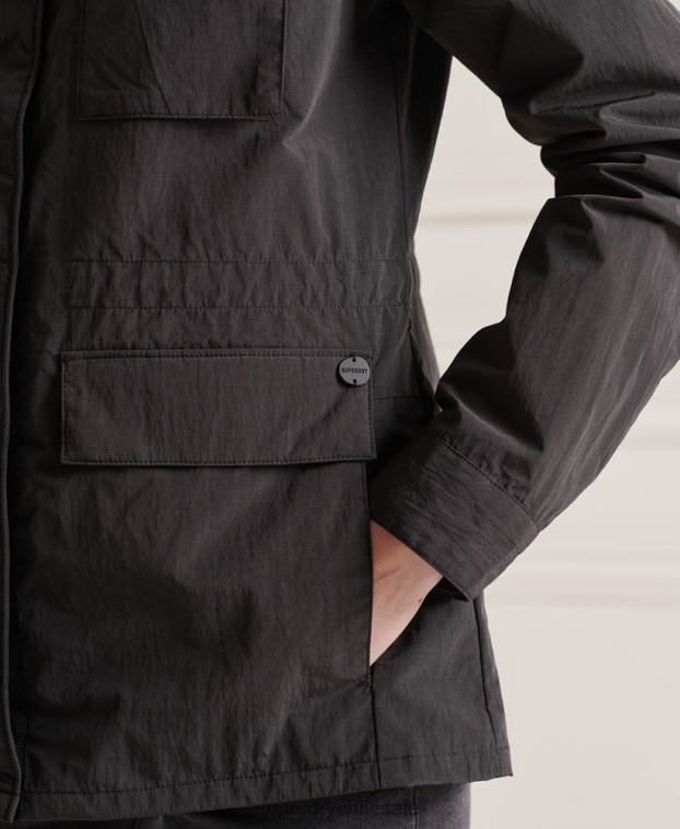 mujer Superdry negro chaqueta ripstop con 6 bolsillos 2R68Z5641