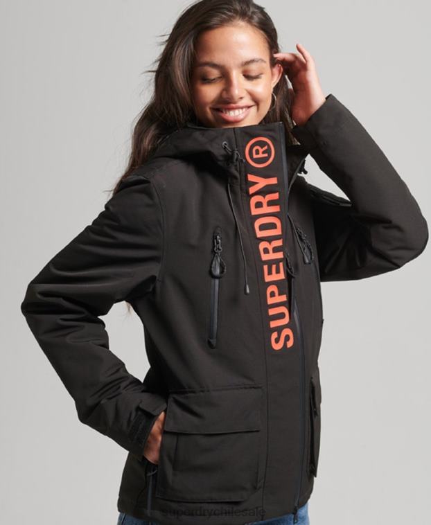 mujer Superdry negro cortavientos con capucha ultimate sd 2R68Z3665