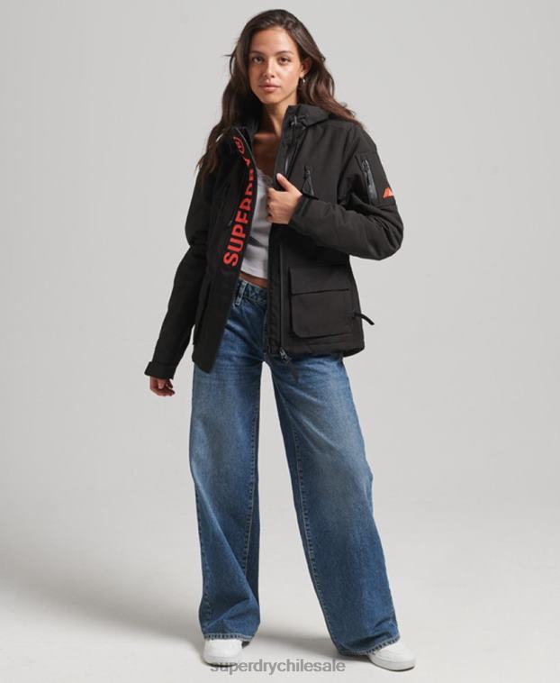 mujer Superdry negro cortavientos con capucha ultimate sd 2R68Z3665
